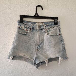 Abercrombie & Fitch The Mom Short High Rise Light Blue Denim Shorts Size 25